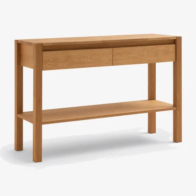 La Redoute Adelita 2-Drawer Console Table in Finger-Jointed Oak and Oak Veneer