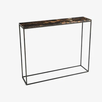 La Redoute Ambrette 90cm Amber Marble & Metal Console Table