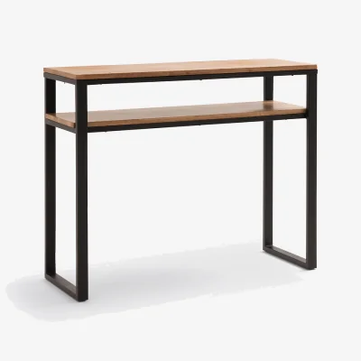 La Redoute Hiba 2-Tier Console Table in Solid Oak and Steel