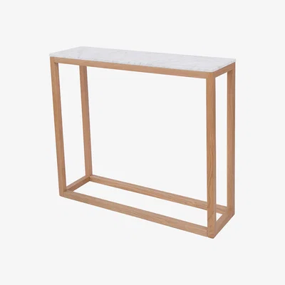 La Redoute Oak Console Table with White Marble Top