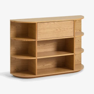 La Redoute Maddy Oak Veneer Console Table with 1 Flap Door and 8 Compartments