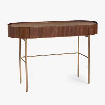 La Redoute Aslen Walnut and Leather Console Table / Desk