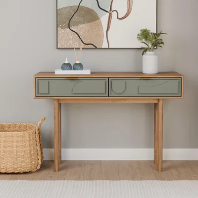 La Redoute Piza Geometric Mango Wood 2 Drawer Console Table