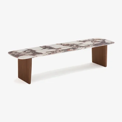 La Redoute Dolmena Ceramic and Walnut Veneer Low Console Table