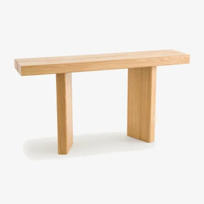 La Redoute Olaga Console Table in Oak and Oak Veneer, L140cm