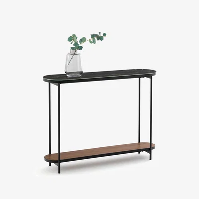 La Redoute Gil Marble-Effect Glass-Topped Console Table