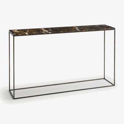 La Redoute Ambrette L125cm Amber Marble & Metal Console Table