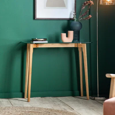 La Redoute Tinsukia Oak and Glass Console Table