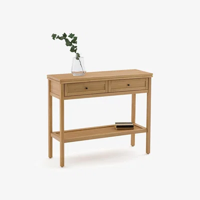 La Redoute Gabin Solid Pine & Cane Double Level Console Table