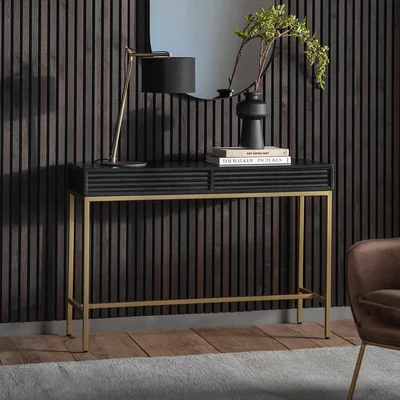 La Redoute Madurai Ripple Wood 2 Drawer Console Table