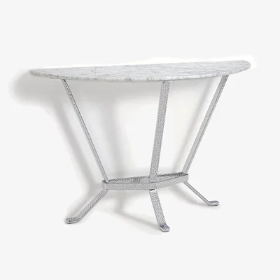 La Redoute Zen Console Table in Carrara Marble and Iron