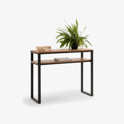 La Redoute Hiba 2-Tier Console Table in Solid Oak and Steel