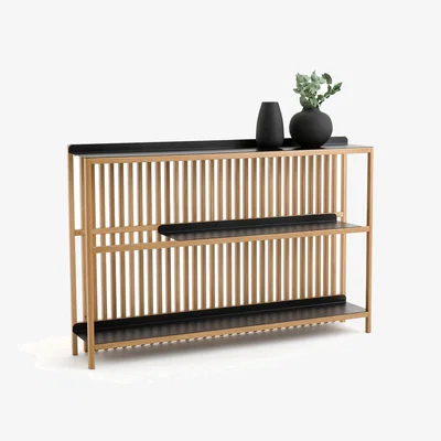 La Redoute Jac Slatted Solid Oak & Metal Console Table