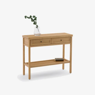 La Redoute Gabin Solid Pine & Cane Double Level Console Table