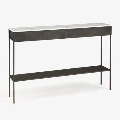 La Redoute Fébée White Marble & Metal Console Table
