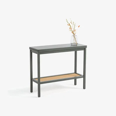 La Redoute Gabin Solid Pine & Cane Double Level Console Table