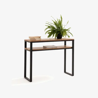 La Redoute Hiba Two-Level Solid Oak & Metal Console Table