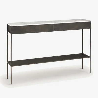 La Redoute Fébée White Marble & Metal Console Table