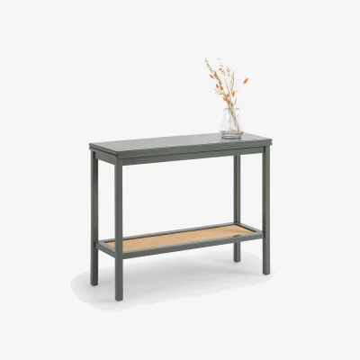La Redoute Gabin Two-Tier Console Table in Solid Pine and Wicker, Length 102cm