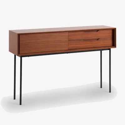 La Redoute Noyeto Console Table with 1 Door, 2 Drawers in Walnut Veneer