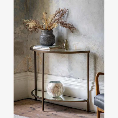 Marks & Spencer Gallery Direct Hudson Metal & Glass Console Table - Brown Mix, Brown Mix