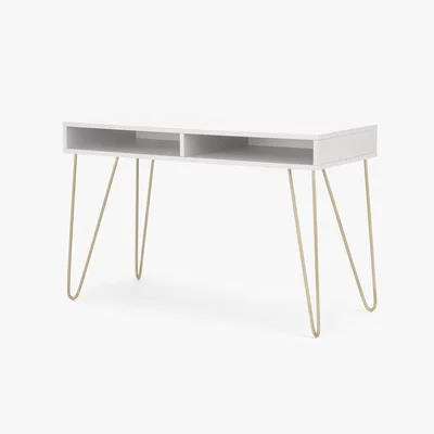 Made.com Elona Console Desk, Ivory White & Brass
