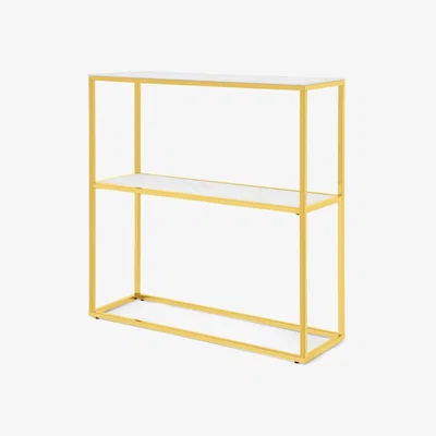 Made.com Alisma Console Table, Frosted Marble Effect Glass & Brass