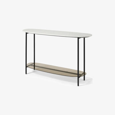 Made.com Tiziana Console Table, White Marble & Amber Glass