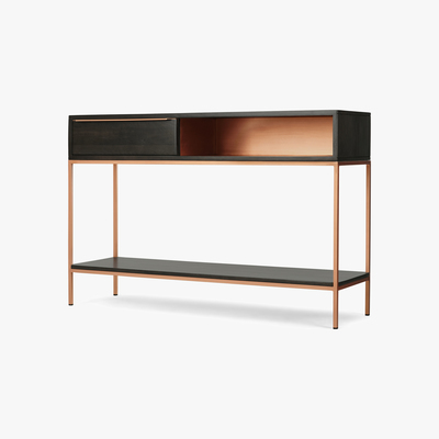 Made.com Anderson Console Table, Mocha Mango Wood and Copper