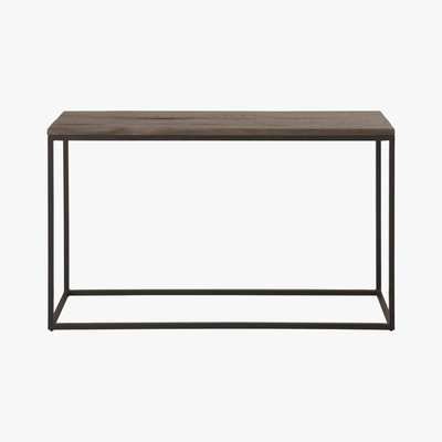 Maisons du Monde Matte Black Metal and Solid Mango Wood Console Table Lusaka
