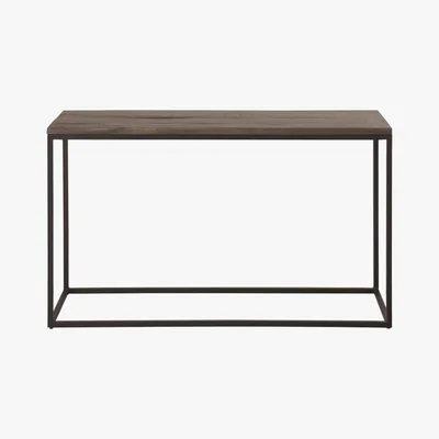 Maisons du Monde Matte Black Metal and Solid Mango Wood Console Table Lusaka