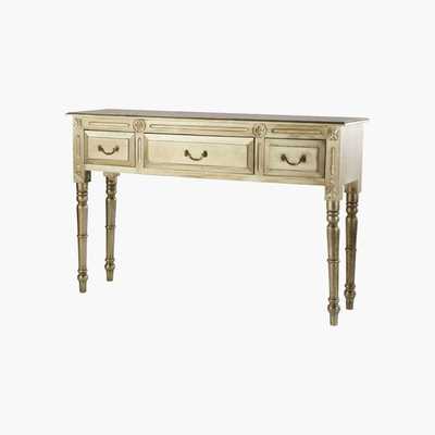 Maisons du Monde Silver Aged Effect Solid Mango Wood 3-Drawer Console Table Maharaja