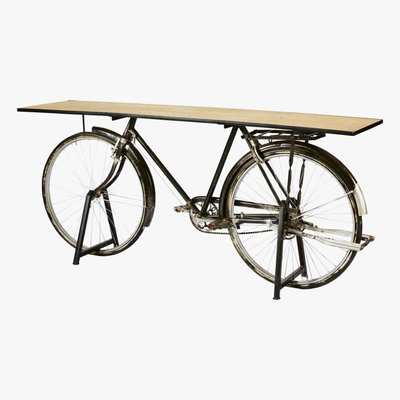 Maisons du Monde Black Metal and Mango Wood Industrial Bicycle Console Table Bicyclette