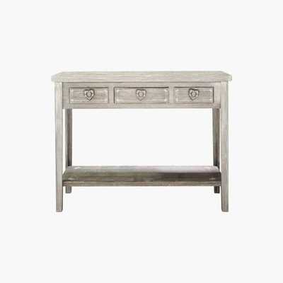 Maisons du Monde Greyed paulownia wood linen table W 105cm Camille
