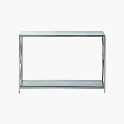Maisons du Monde Steel and glass console table in chrome finish W 119cm Helsinki