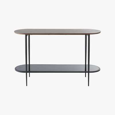 Maisons du Monde Tempered Glass and Black Metal Console Table Spiga