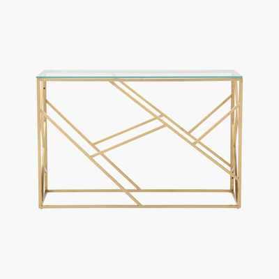 Maisons du Monde Gold Metal and Glass Console Table Arago