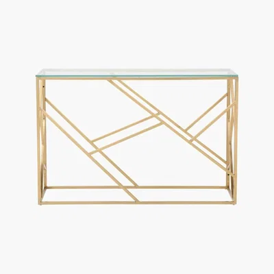 Maisons du Monde Gold Metal and Glass Console Table Arago