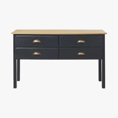 Maisons du Monde Slate Grey Solid Mango Wood 4-Drawer Console Table Cezanne