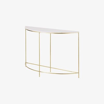 Maisons du Monde Curved Brass-Coloured Metal and White Marble Console Table