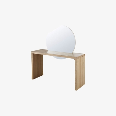 Maisons du Monde Professional quality eco-designed solid oak console table with removable mirror