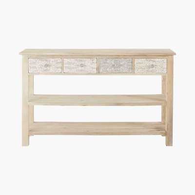 Maisons du Monde Carved Solid Mango Wood 4-Drawer Console Table Namaste
