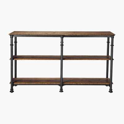 Maisons du Monde Recycled solid mango wood and metal console table in black W 160cm Fontainebleau