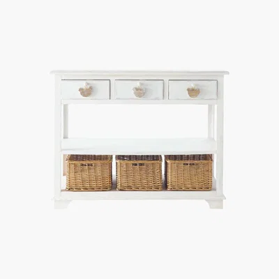 Maisons du Monde White Console Table With 3 Drawers and 3 Baskets Basse Cour