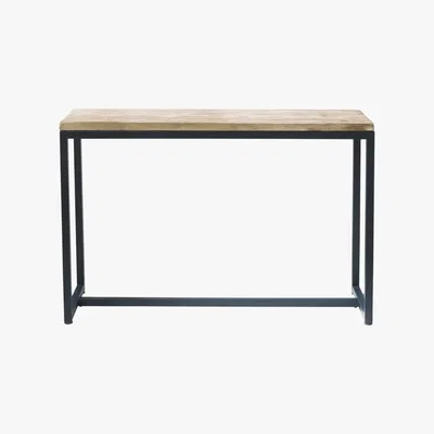 Maisons du Monde Solid Fir and Metal Console Table in Whitewash Finish Long Island