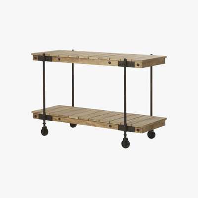 Maisons du Monde Wheeled Console Table in Mango Wood and Black Metal Carrello