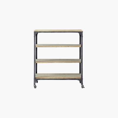 Maisons du Monde Metal and fir industrial console table on castors in charcoal grey Brooklyn
