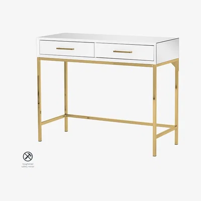 My Furniture Trio White and Champagne Gold Console Table