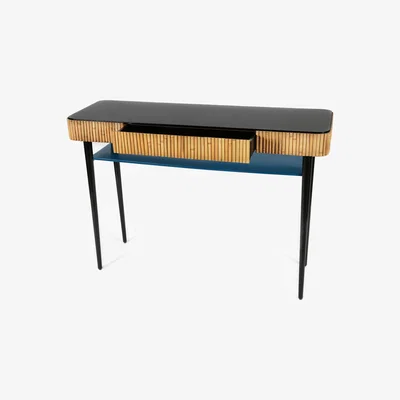 Made in Design Riviera Console - / Rattan - Drawer by Maison Sarah Lavoine Blue/Black/Natural wood