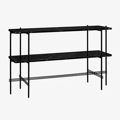Nordic Nest Gubi TS Console table 120x30x72 cm Black marquina marble black legs 2 marble shelves